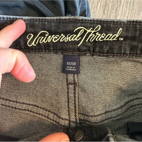 Universal Thread Women's Dark Gray high rise shortie Jean Shorts - Picture 2 of 6